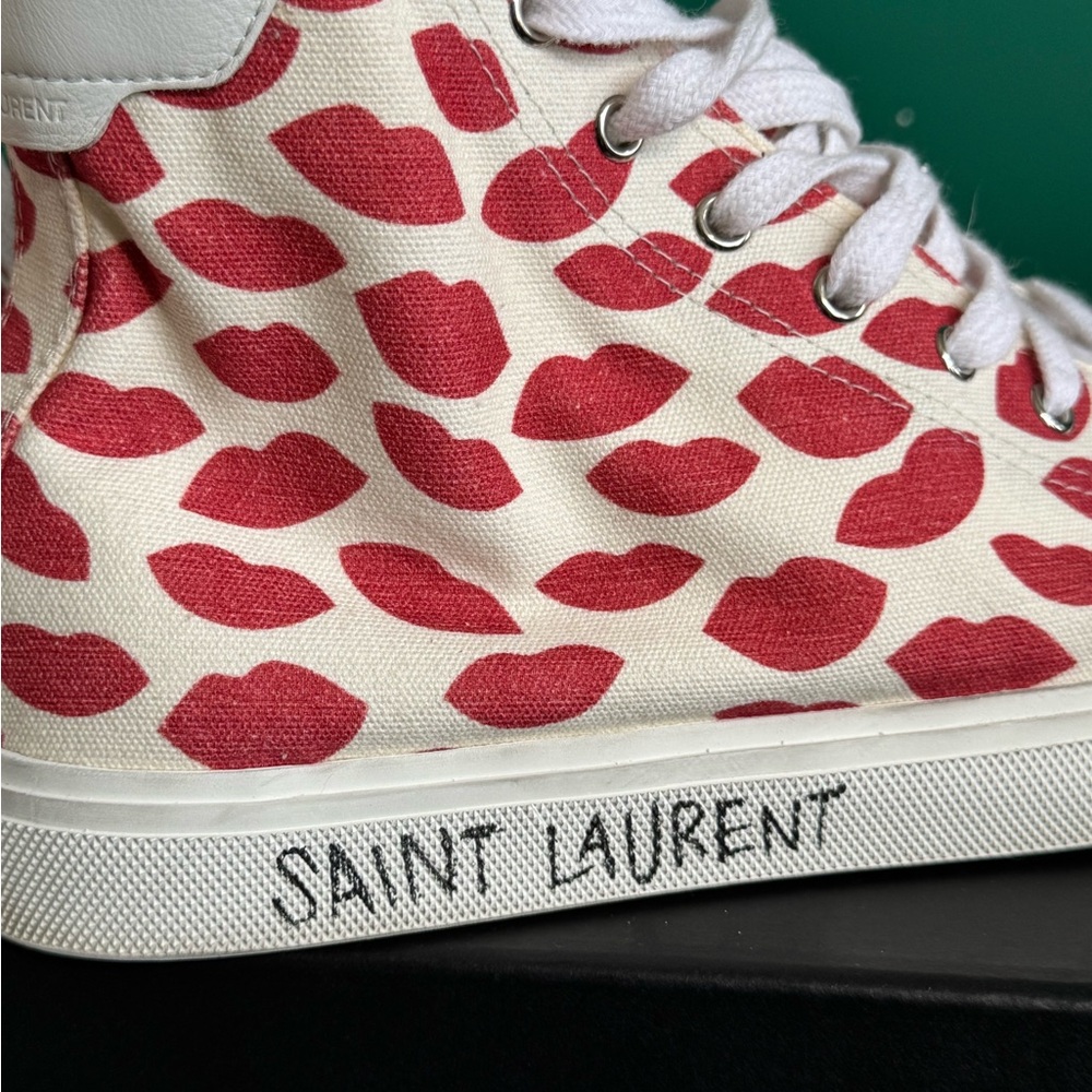 Saint Laurent MALIBU LIPS Printed HIGH-TOP Women's Sneakers EU 41 US 10 - Picture 13 of 16